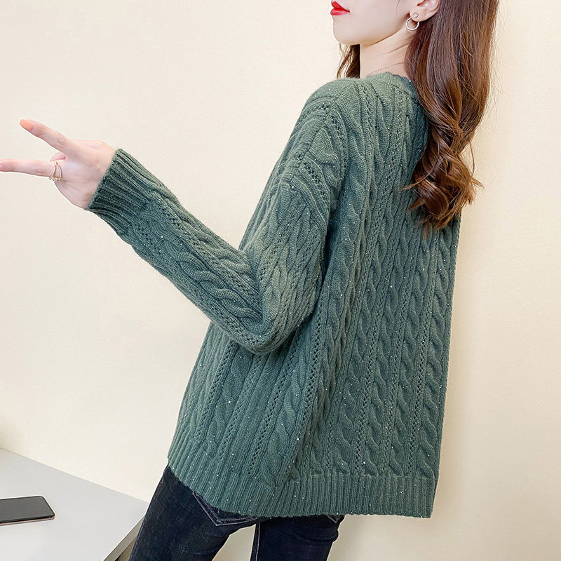 秋装2020年新款v领韩版纯色短外套 淑蔻毛针织衫