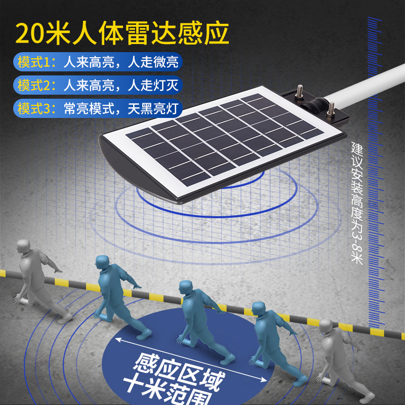 太阳能灯超亮大功率人体感应照明灯 宣光景观庭院灯饰