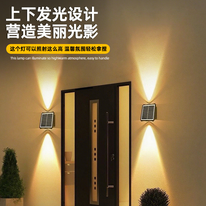 太阳能户外壁灯庭院花园阳台家用氛围2025新款射灯室外围墙洗墙灯 - 图1
