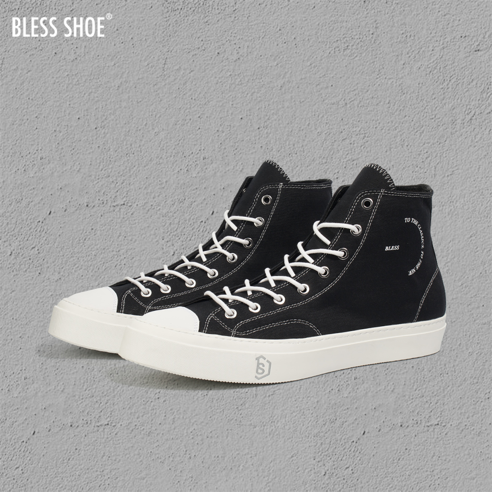 BLESS SHOE classic SKYLINE夏季反光线高帮帆布鞋男女休闲板鞋-图1