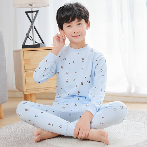 儿童保暖内衣套装纯棉男童秋衣秋裤宝宝秋冬睡衣中大童装棉毛衫 - 图0