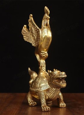 速发纯黄铜独占ao头龙龟摆件室内客厅文独立摆昌塔工艺品铜设