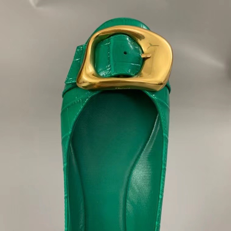Stella luna 2023春季款单鞋低帮鞋女鞋金属扣装饰平底低跟圆头鞋 - 图2