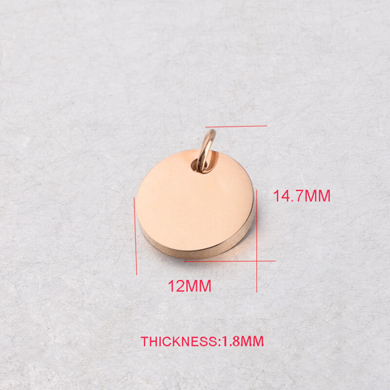 12*14.7mm小圆牌镜面不锈钢内孔刻字圆片带0.8*4mm挂圈 1.8mm厚 - 图1