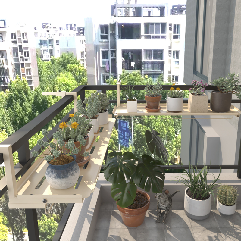 阳台护栏花架铁艺挂式花盆架阳台栏杆悬挂置物架多肉植物放置架子 - 图0