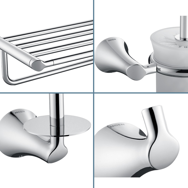 摩恩浴室挂件锌合金毛巾架双层浴巾架套餐马桶刷厕纸架精铜ACC17