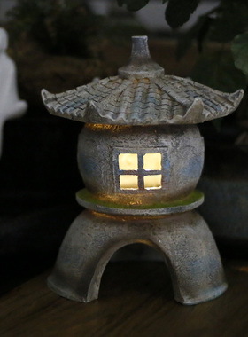 新中式风太阳能灯笼布置造景摆件