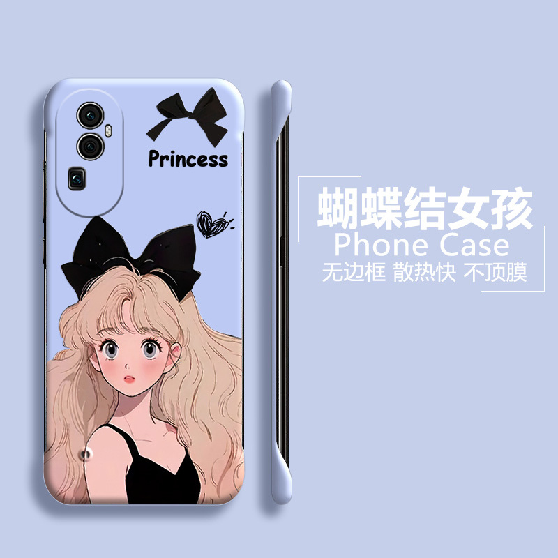 可爱女孩适用opporeno10手机壳reno10pro+半包reno9无边框reno8散热reno7se超薄磨砂防摔新款卡通保护套外壳 - 图3