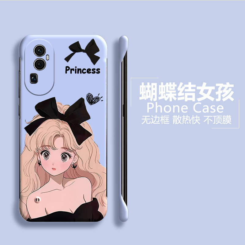 可爱女孩适用opporeno10手机壳reno10pro+半包reno9无边框reno8散热reno7se超薄磨砂防摔新款卡通保护套外壳 - 图2