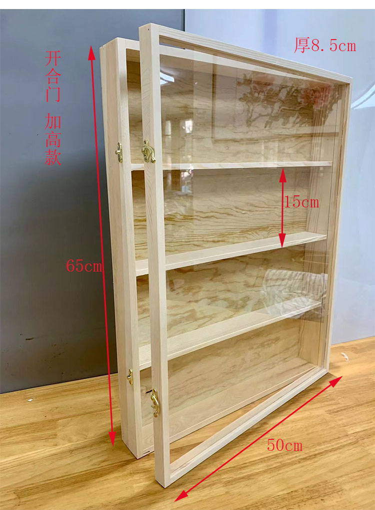 Shandong Heze pine solid wood display cabinet