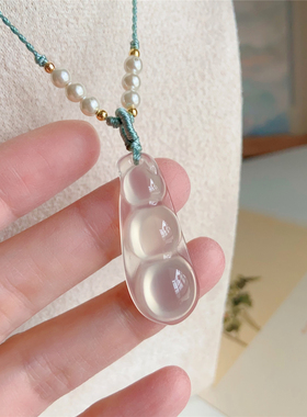 福禄寿高冰玉髓福豆吊坠国风原创