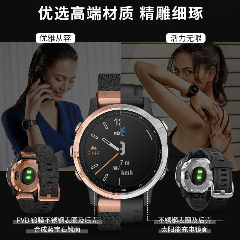 Garmin佳明fenix6s太阳能专业版户外马拉松续航心率智能运动手表-图1