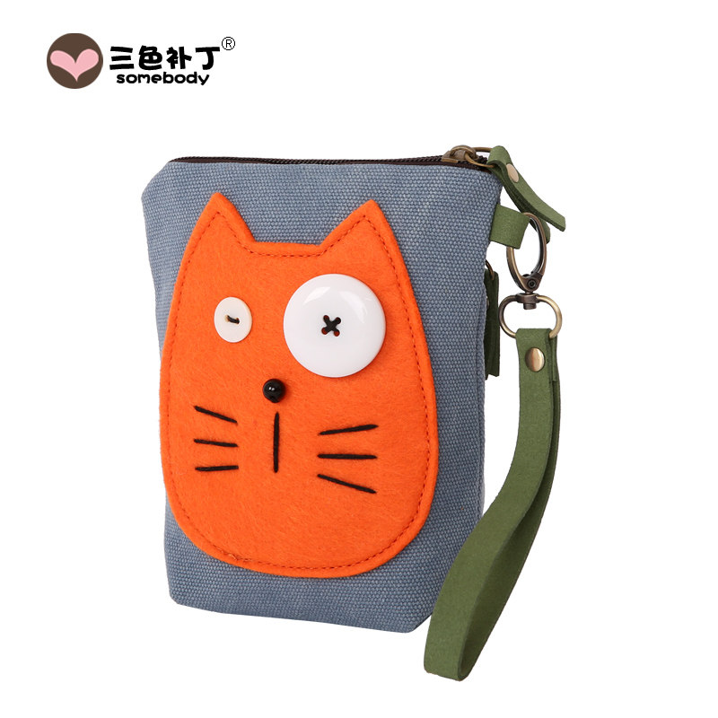 三色补丁手提包女2020新款零钱包 三色补丁手机包