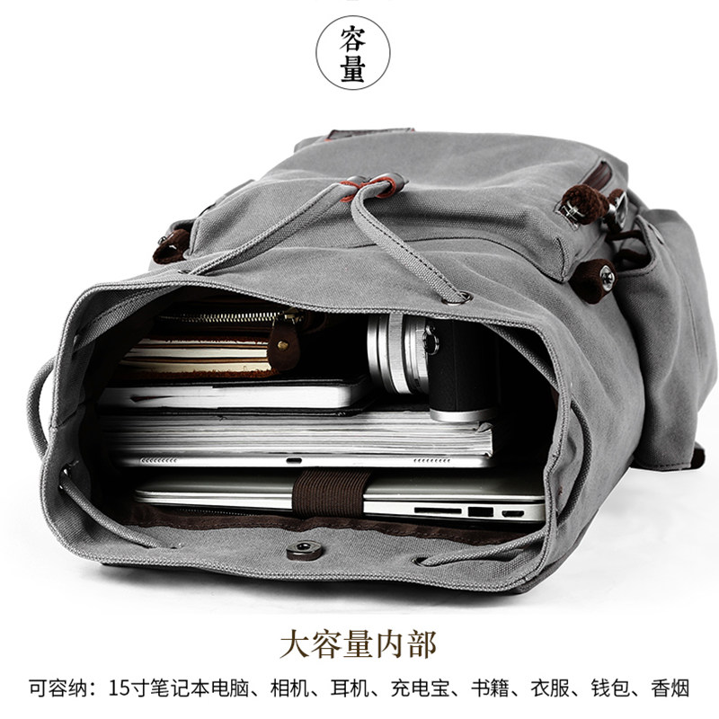 帆布复古大学生高中大容量男背包 tanghao双肩背包