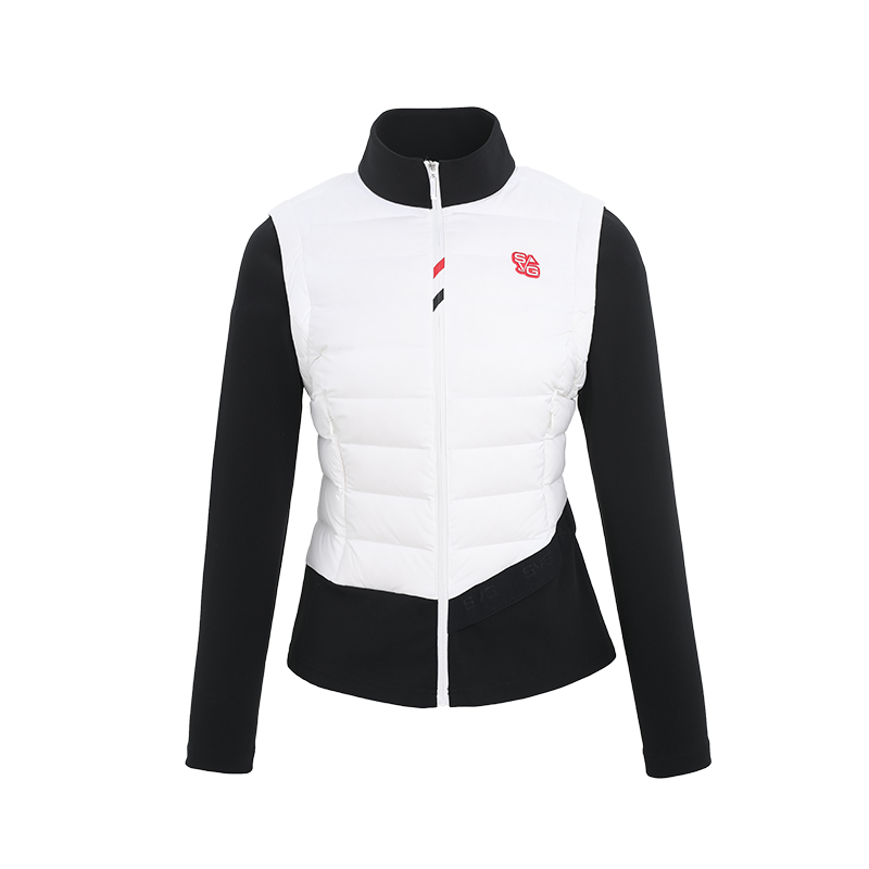 svg高尔夫秋冬新款女装黑白拼色立领羽绒服白鸭绒保暖外套上衣,淘宝优惠券,粉丝福利购,淘宝优惠卷