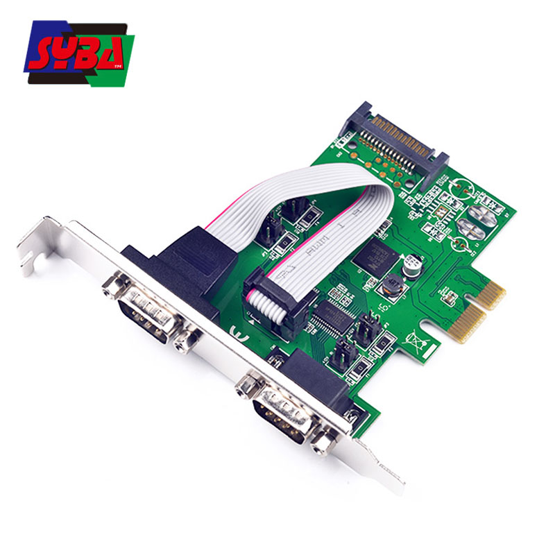 西霸串口卡PCI-E 9针RS232 DB9 2口 带供电扩展卡Exar FG-EMT10A - 图0