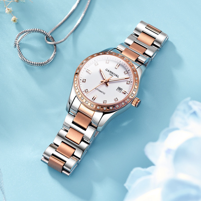 正品瑞士嘉年华女士防水时尚机械表 嘉年华世捷尔国产腕表