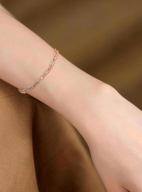 天猫正品镀纯银双层玫瑰彩金手链