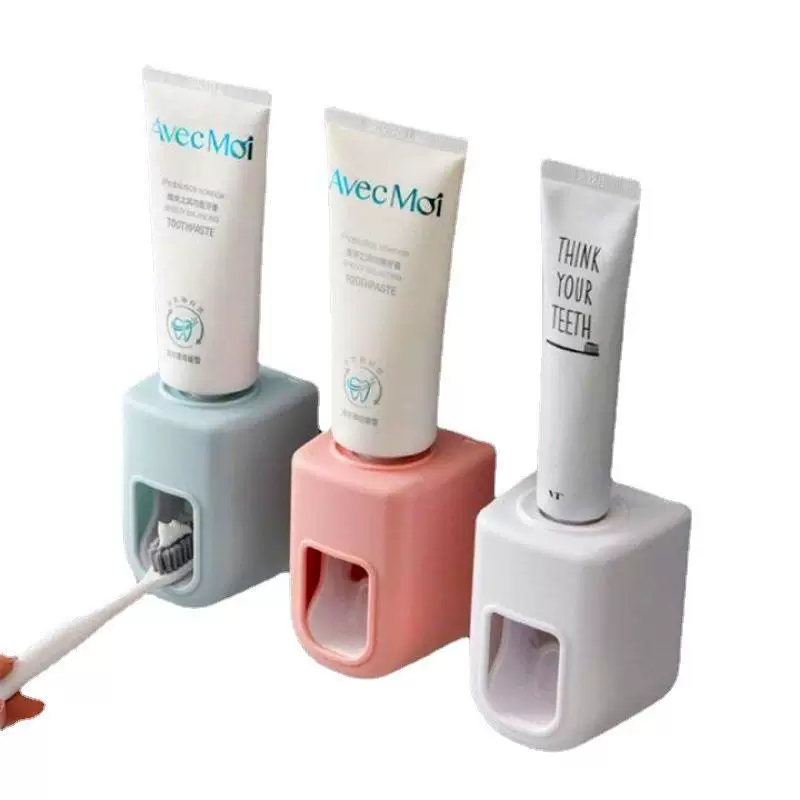 . Automatic toothpaste squeezer set wall-mounted punch-free toothbrush storage rack press-type toothpaste extruder quick sale