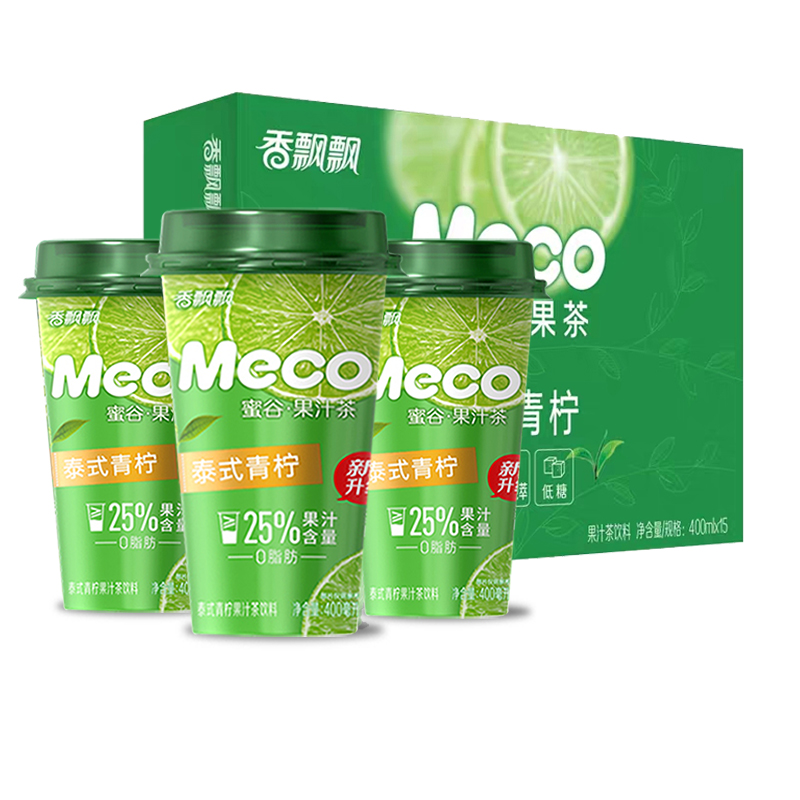 香飘飘蜜谷果汁茶泰式青柠400ml*15杯装整箱meco即饮水果汁茶饮料-图0