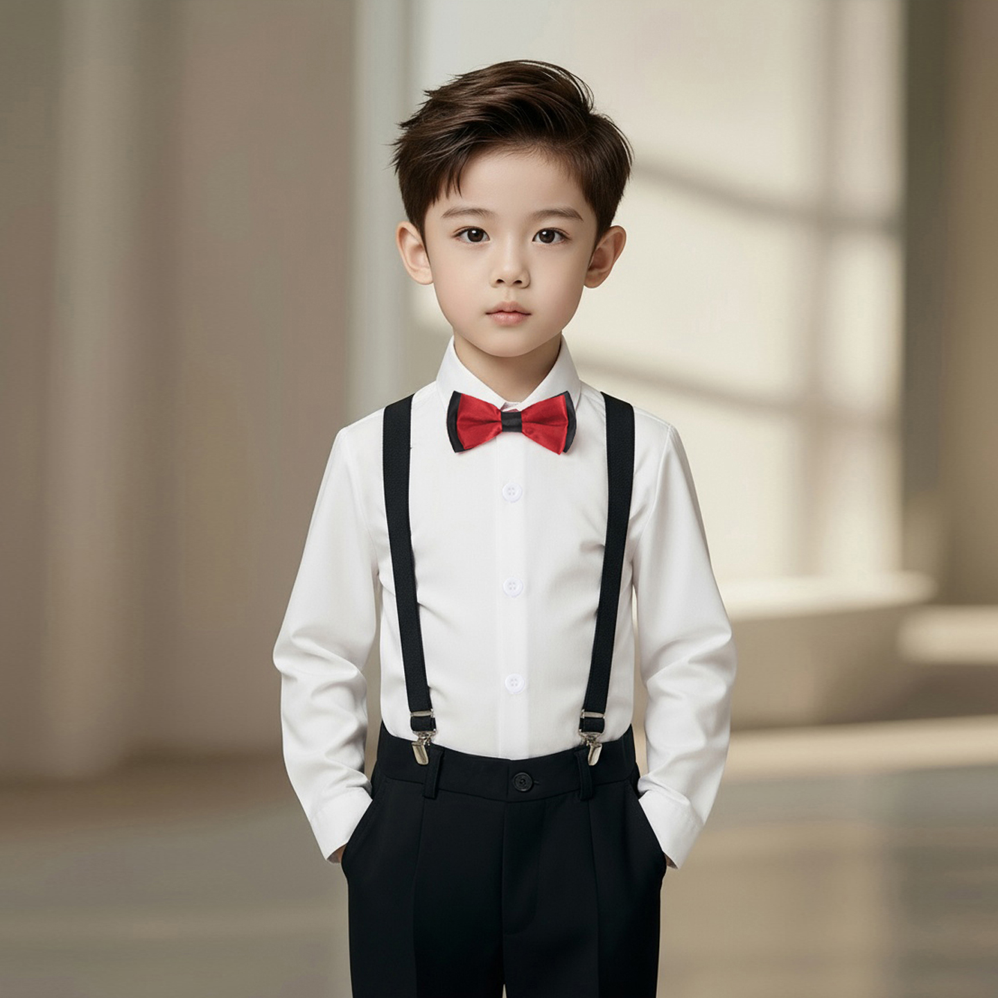 花童男童西装套装冬加绒婚礼男孩生日主持人礼服高端帅气儿童正装 - 图2