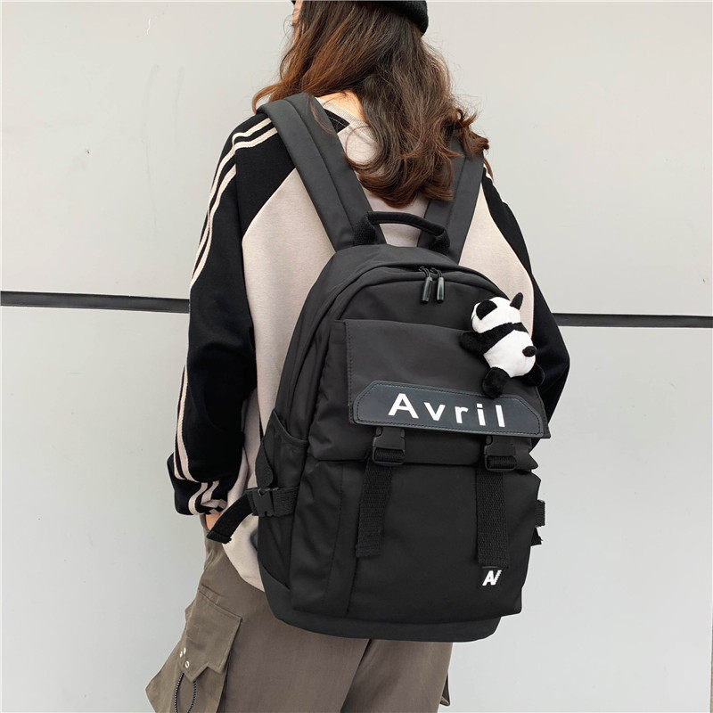 高颜值初中生女韩版高中学生双肩包 单色空间双肩背包