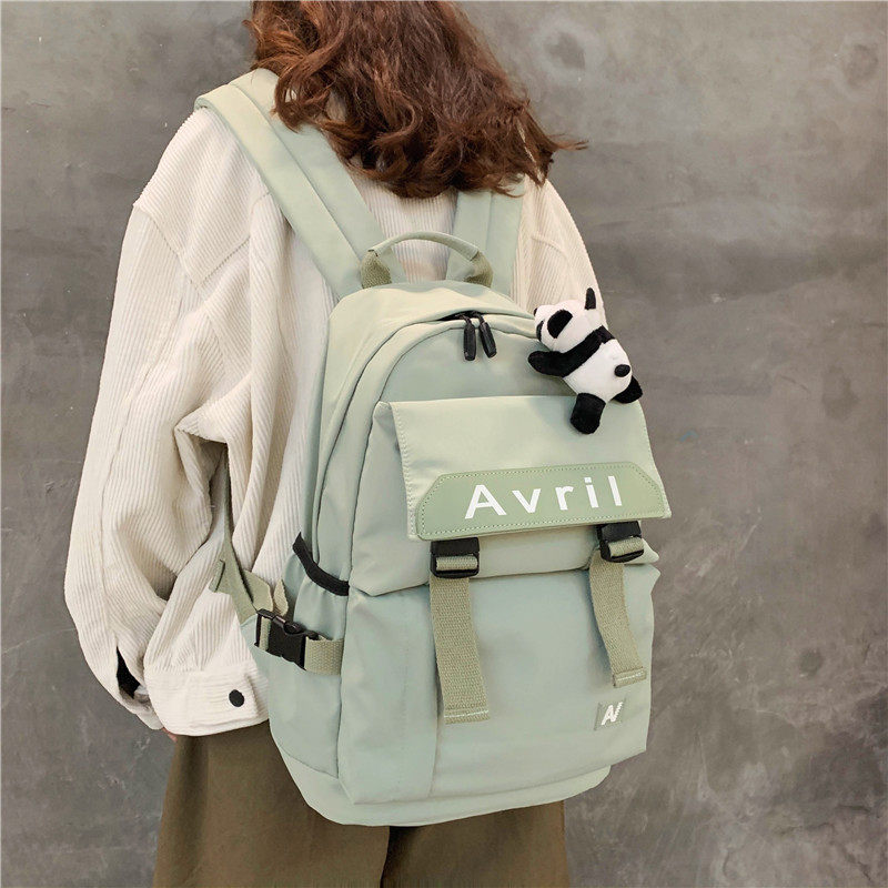 高颜值初中生女韩版高中学生双肩包 单色空间双肩背包