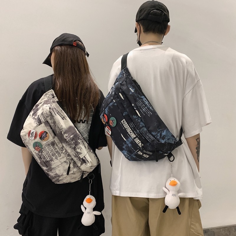 胸前平板男士迷彩帆布胸包斜挎包 单色空间男士包袋