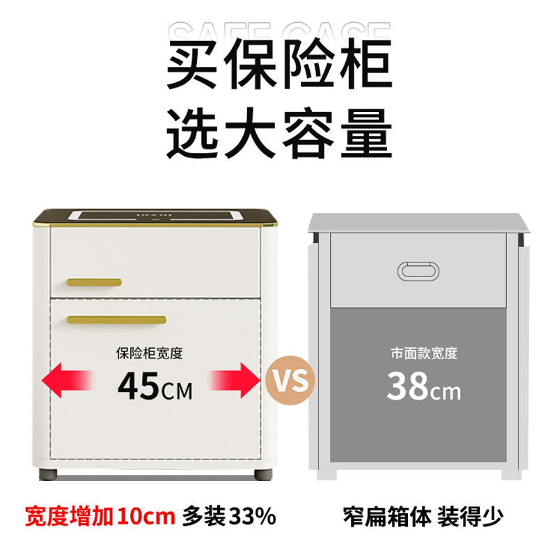 虎牌保险柜床头柜一体实木家用2024新款床头柜保险箱全钢防盗智能抽屉式指纹密码箱无线充电办公室隐藏保管箱 - 图3