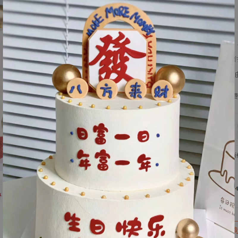 爸爸父亲节蛋糕装饰插件八方来财发字拱门仿翻糖生日快乐插牌摆件-图1