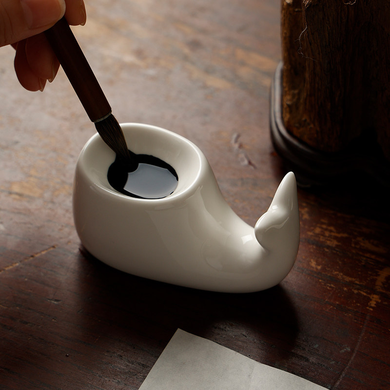 陶瓷鲸鱼笔搁 墨碟文镇 文房四宝书法练字多功能批发书法陶瓷器笔搁镇纸镇摆件,淘宝优惠券,粉丝福利购,淘宝优惠卷