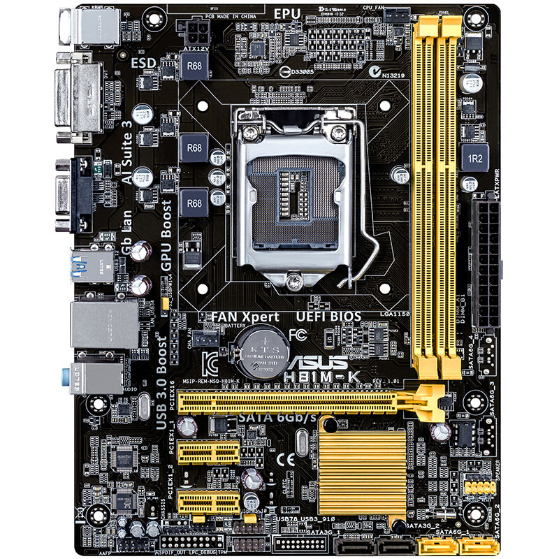 Asus/华硕 H81M-K 电脑游戏主板小板 LGA1150针 千兆网卡 VGA+DVI - 图0