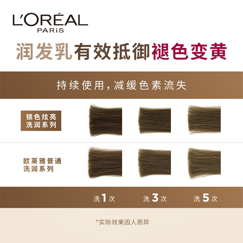 欧莱雅美发官方旗舰店【618预售】欧莱雅锁色护色固色洗发水护发素套装女亚麻色440ml*22