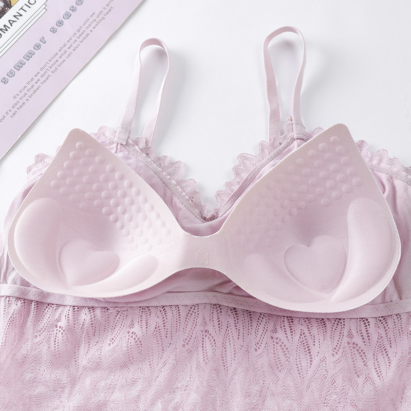 蕾丝抹胸裙带胸垫薄款性感深v 俞兆林紫藤抹胸