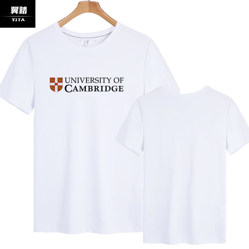 英国剑桥大学CAMBRIDGE校园文化纪念活动短袖T恤衫男女纯棉半截袖 - 图2