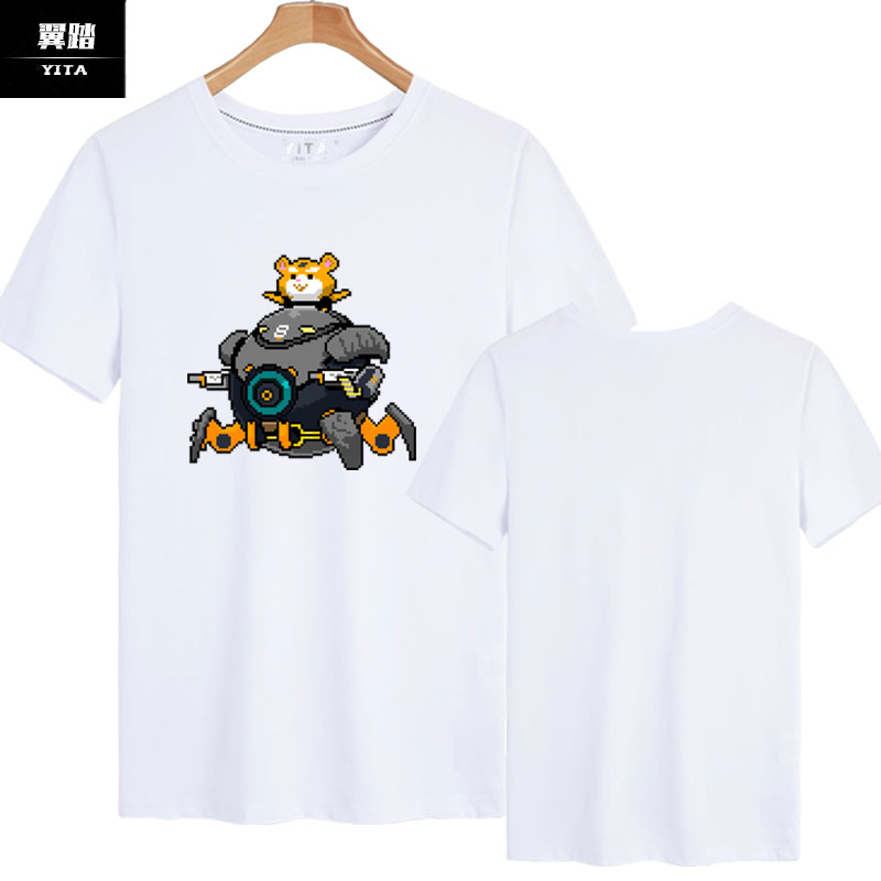守望游戏OW破坏球Wrecking Ball仓鼠短袖T恤衫男女纯棉半袖上衣服 - 图2