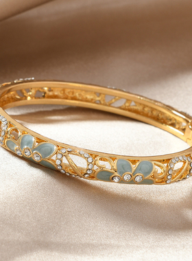 复古民族风景泰蓝老北京开细款珐琅开口手镯时尚旗袍首饰送礼饰品