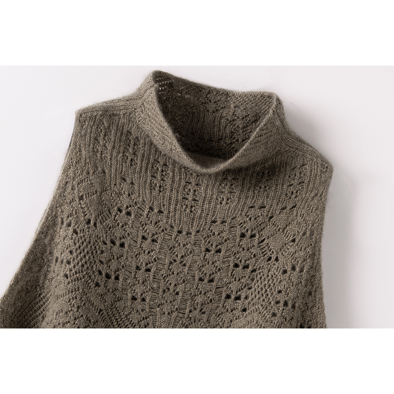 不可或缺人手一件~羊绒背心马甲女立领无袖镂空提花羊绒马甲 - 图0