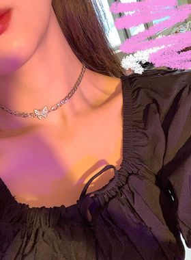 ins超仙个性水钻蝴蝶女合金颈链