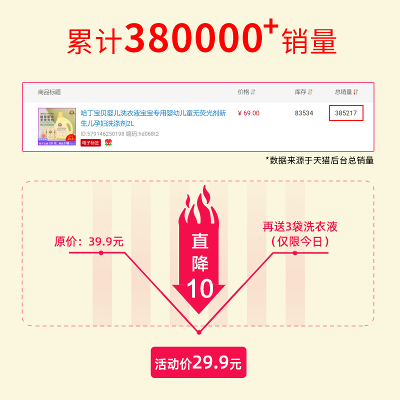 hardingbaby哈丁宝贝旗舰哈丁宝贝婴儿洗衣液宝宝专用婴幼儿儿童无荧光剂新生儿衣物清洁2L0