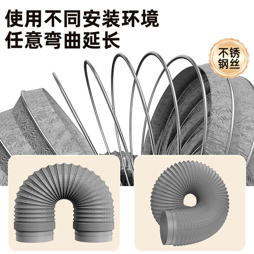 油烟机排风管厨房抽油烟机专用排气管加厚通风排烟管道软管配件 - 图3