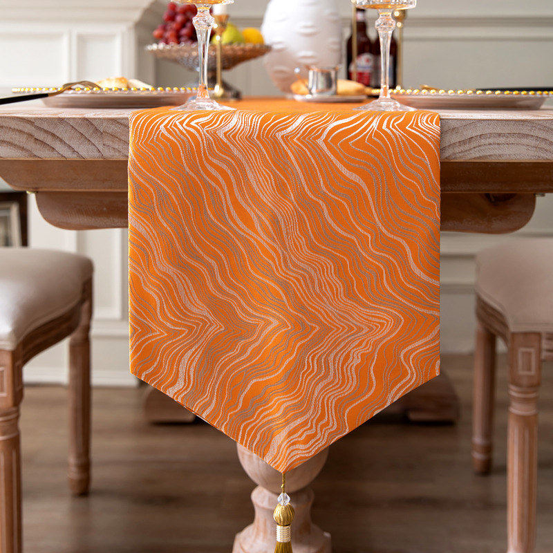 橙色橘色轻奢风桌旗 餐桌长条布装饰布艺美式欧式法式高档奢华,淘宝优惠券,粉丝福利购,淘宝优惠卷