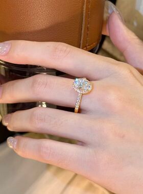 辉之翼珠宝 直播新款S925银7*9白钻椭圆高级感经典时尚戒指女高级