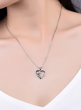 925银欧美心形吊坠 8字黑色小熊掌吊坠亚马逊外贸项坠银饰品wish