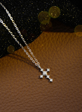 s925纯银迷你十字架项链精致小巧吊坠经典时尚款满钻2025新款爆款