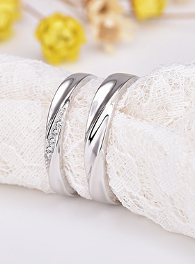 纯银戒子共度爱河情侣戒指一对百搭高级感S925银男女活口尾戒指环