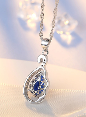 925银天鹅项链女吊坠时尚单钻锆石流行气质日韩短款锁骨链银饰品