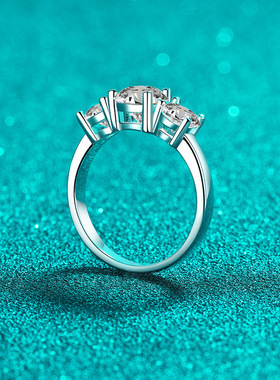 925纯银莫桑石戒指女轻奢高级感银饰品欧美跨境爆款首饰厂家批发