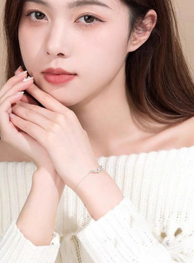 s999纯银银杏叶手链个性森系小清新手镯文艺简约叶子银饰品批发