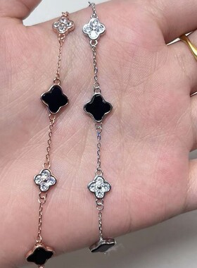 银誓s999纯银轻奢复古四叶草手链女个性高级感小众四叶花手饰品